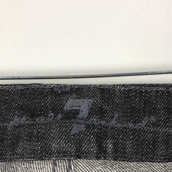 7 for All Mankind 5 pocket distressed embroidered black wash flare leg jeans 28 - Picture 7 of 7